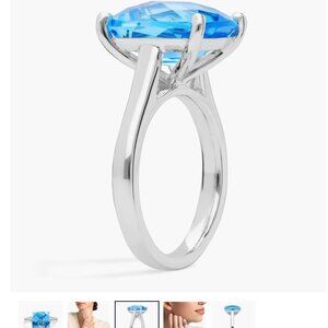 VINTAGE BLUE NILE (RETIRED) BLUE TOPAZ RING IN 925 SILVER SIZE 6-